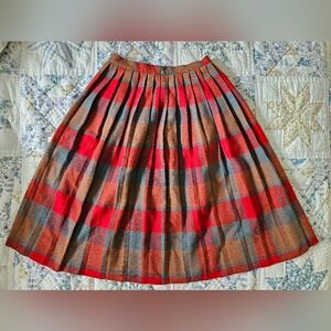 Vintage 40's Wool Pleated Plaid Skirt